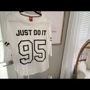White & Black Nike Top